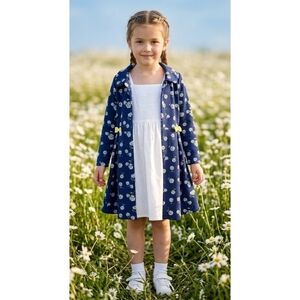 Nannette Kids Daisy Pleated Jacket Navy Size 6
